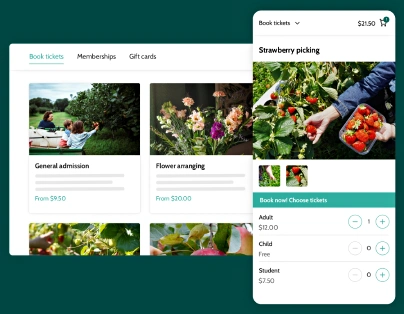 U-pick ticketing software booking journey on mobile